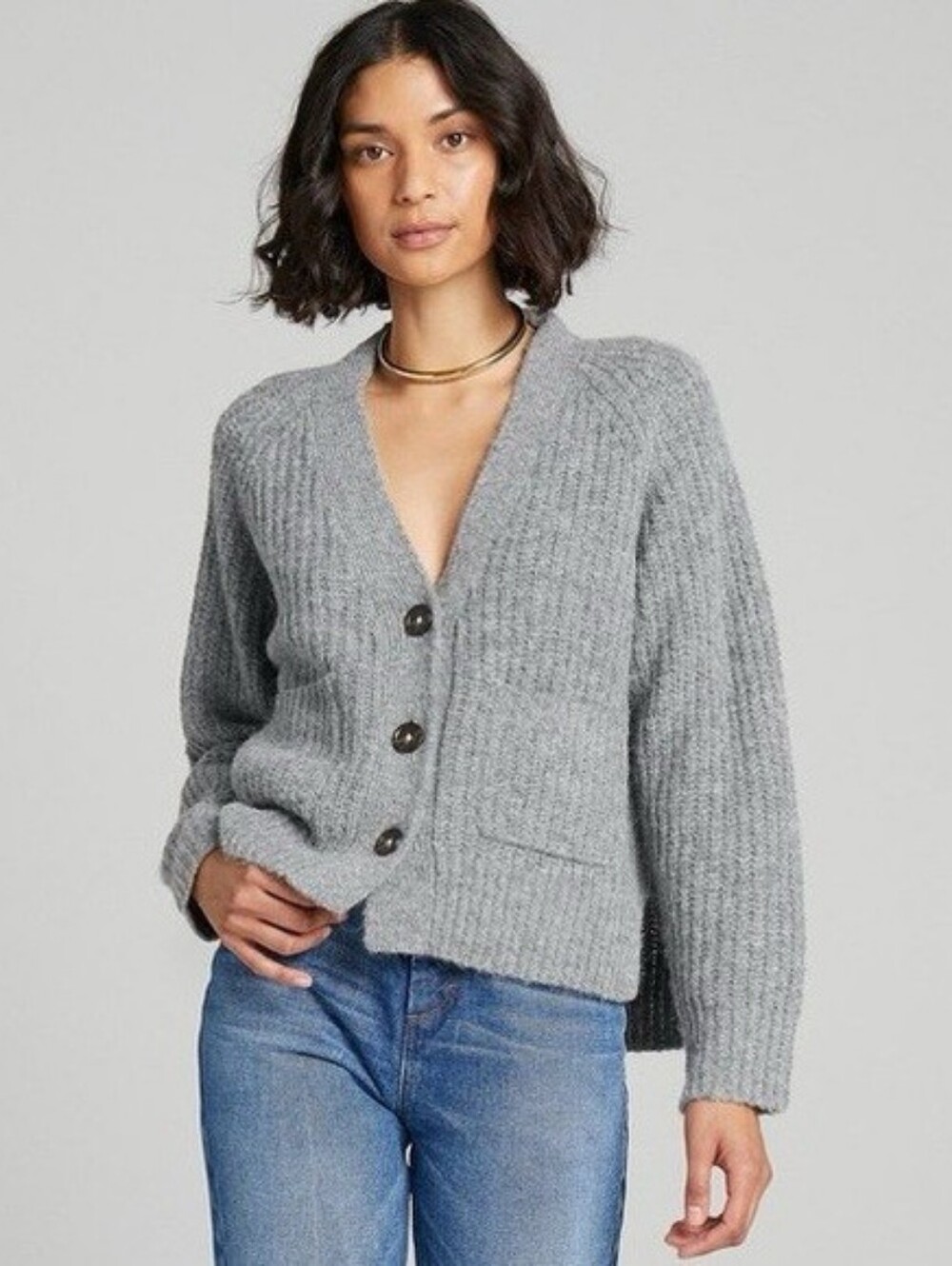 A.L.C Clevland Knit Alpaca Cardigan Gray